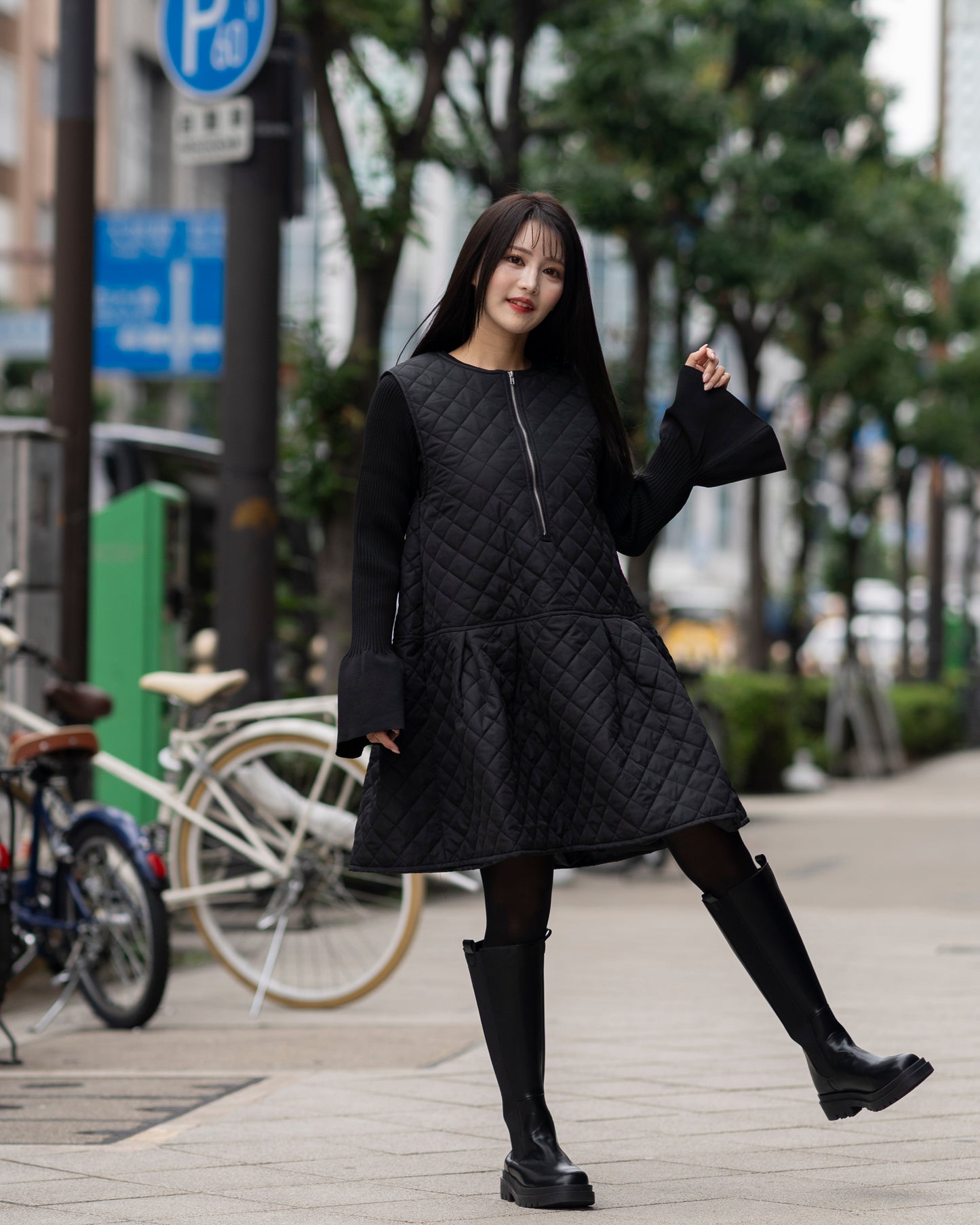 レフアotonaキルトミニジッパーワンピ
