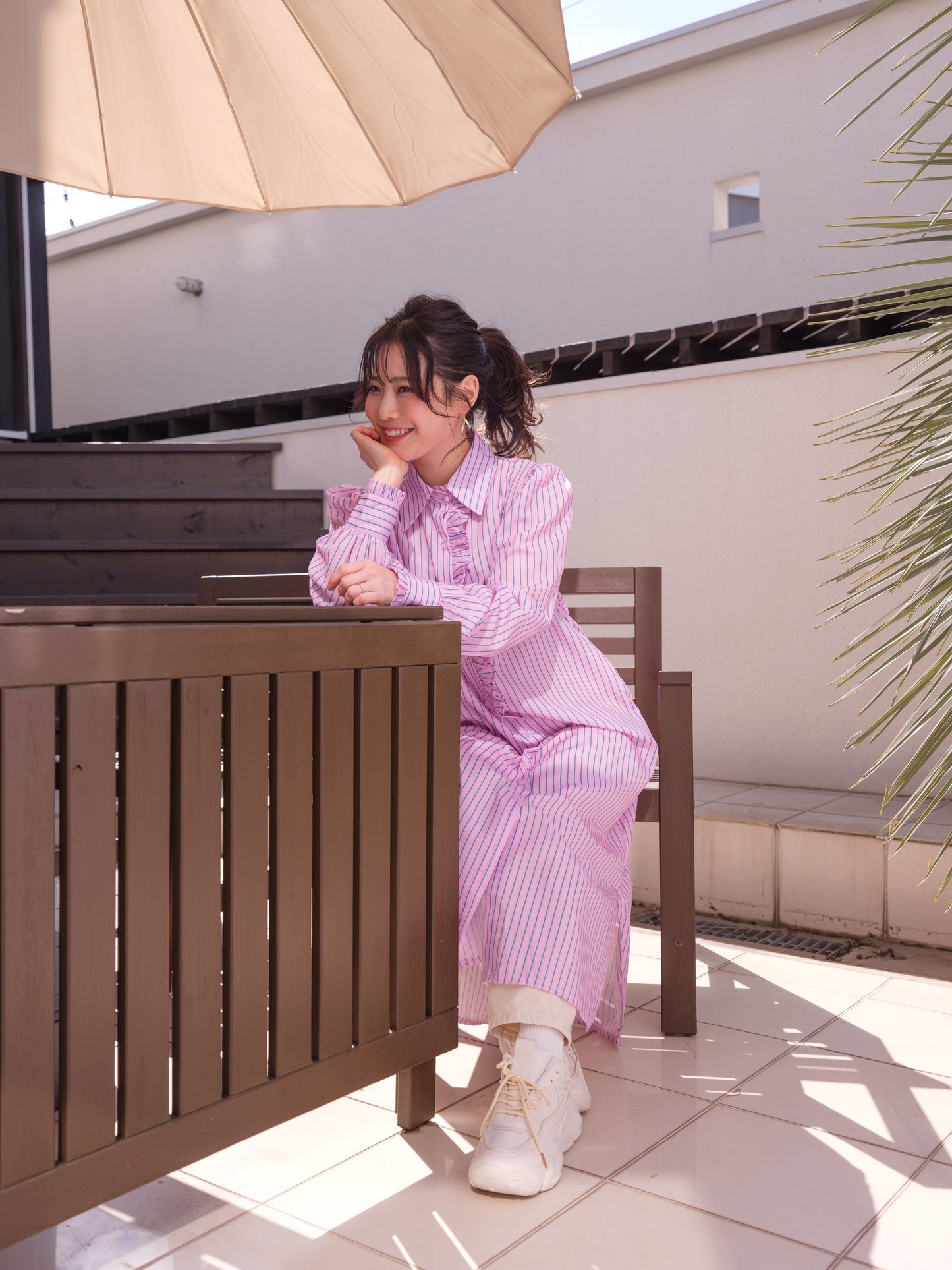 2wayストライプロングシャツ