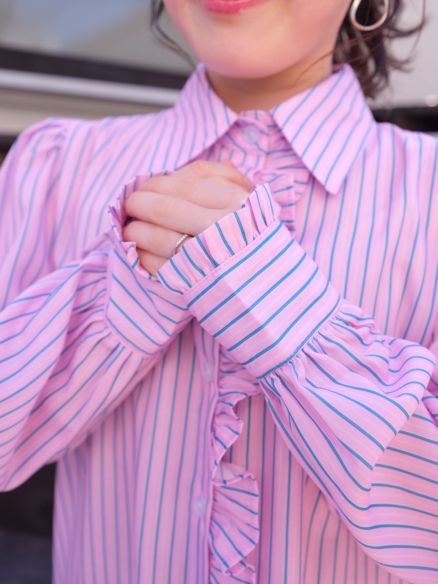 2wayストライプロングシャツ