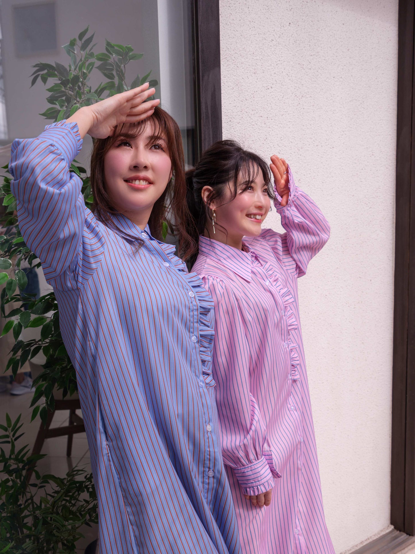 2wayストライプロングシャツ