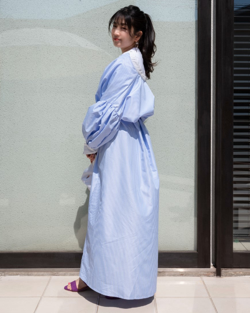 フレンチストライプロングシャツ