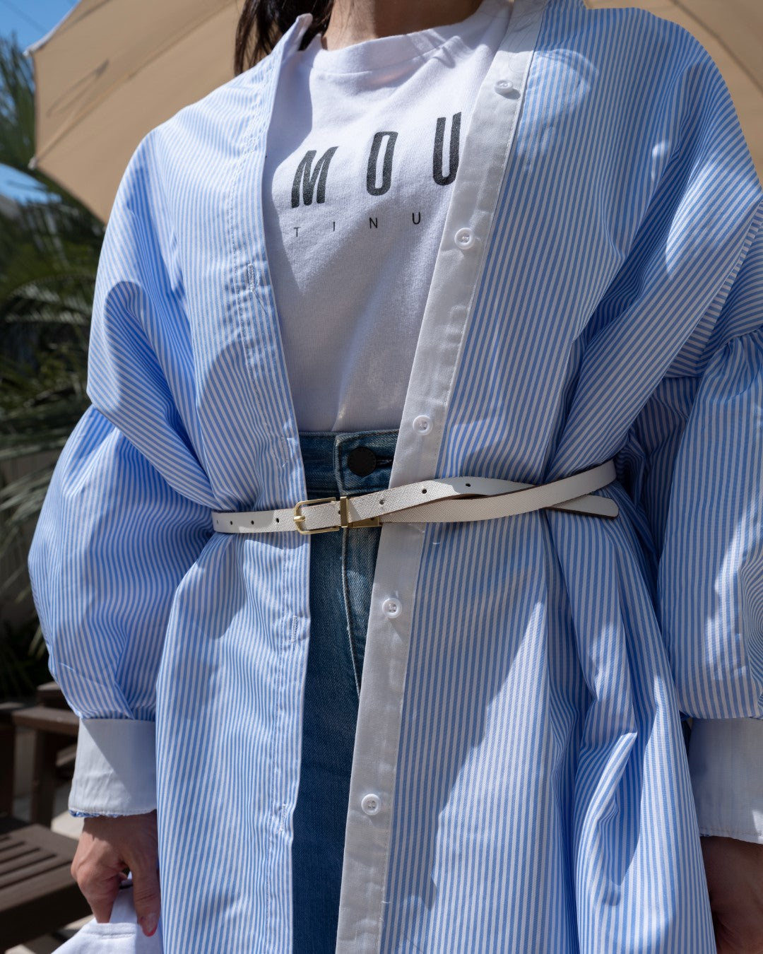 フレンチストライプロングシャツ