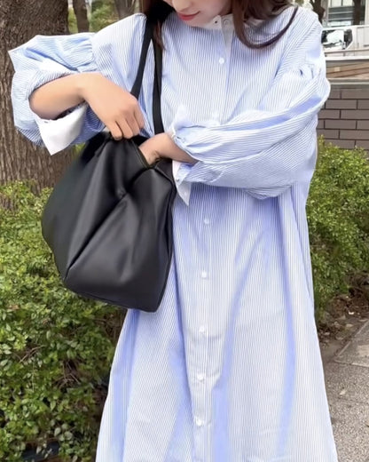 フレンチストライプロングシャツ